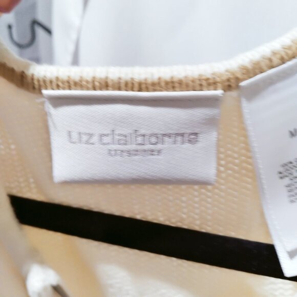 Liz Claiborne Cable Knit 100% Cotton Cardigan Zip-Up Sweater Ivory Medium EUC - Picture 3 of 6